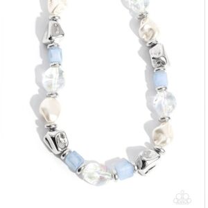 Paparazzi Frenetic Feeling - Blue - Beads - Pearls - Disc - Iridescent Acrylics